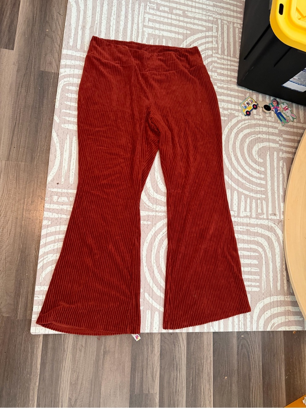 No Boundaries Womens Corduroy Flare Pants Rust Red Elastic Waist XXL 19